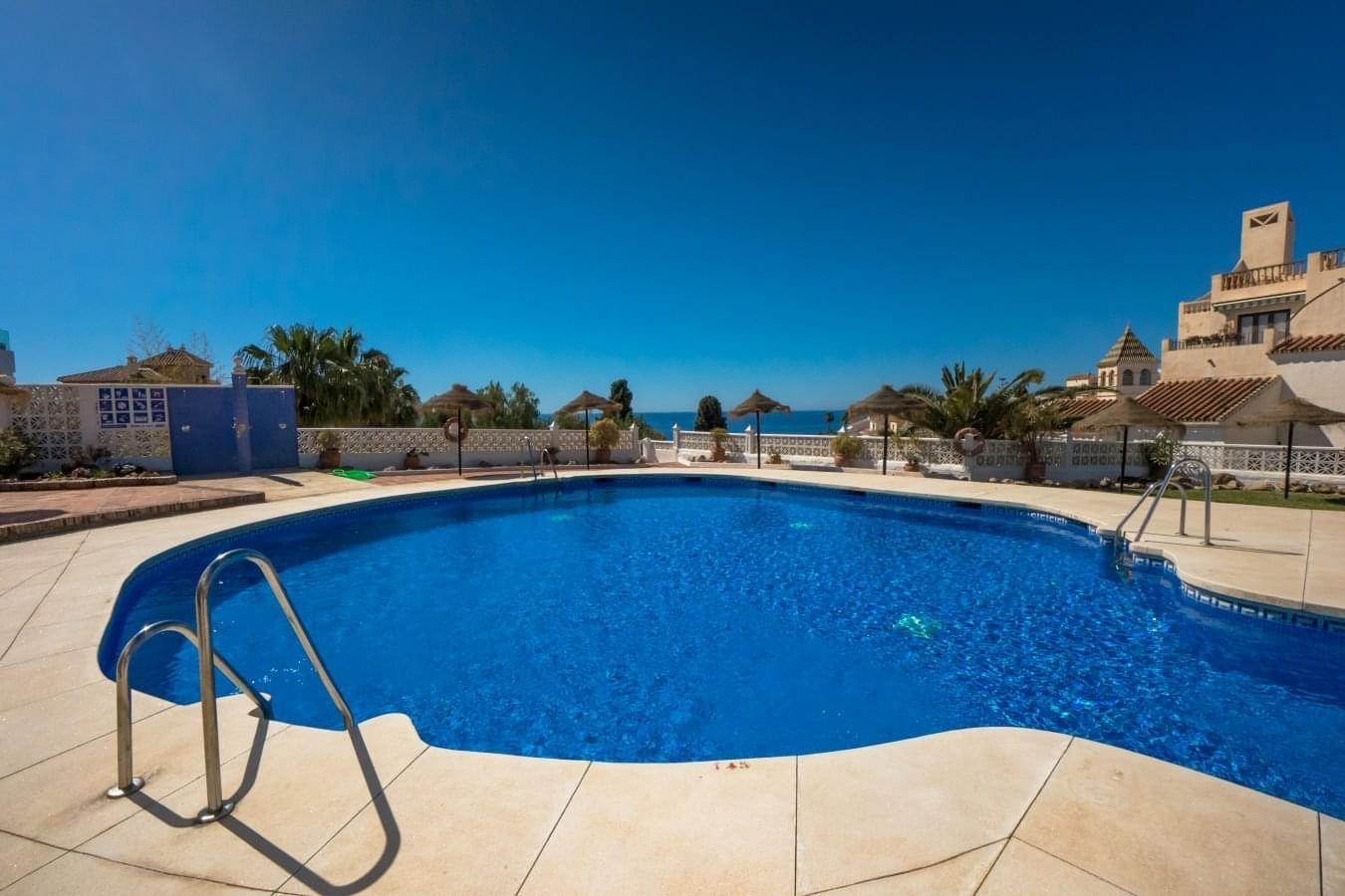 Communal pool looking out to the Mediterranean