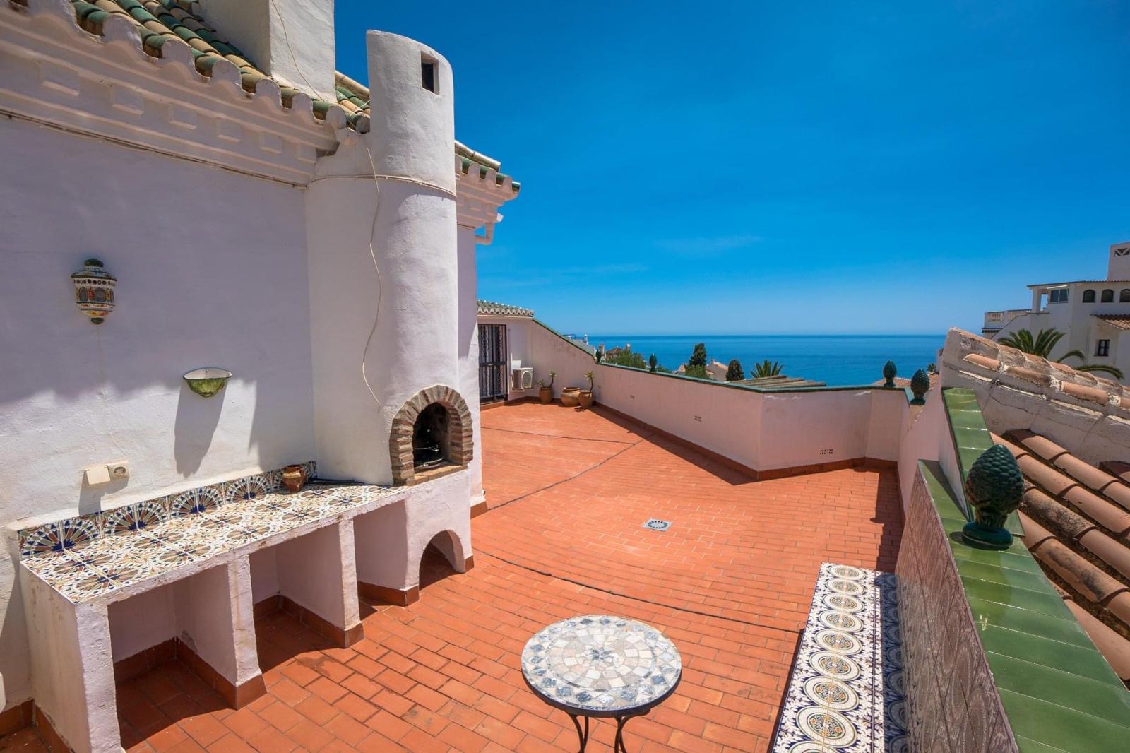 Terrace barbecue and outdoor kitchen with Mediterranean view